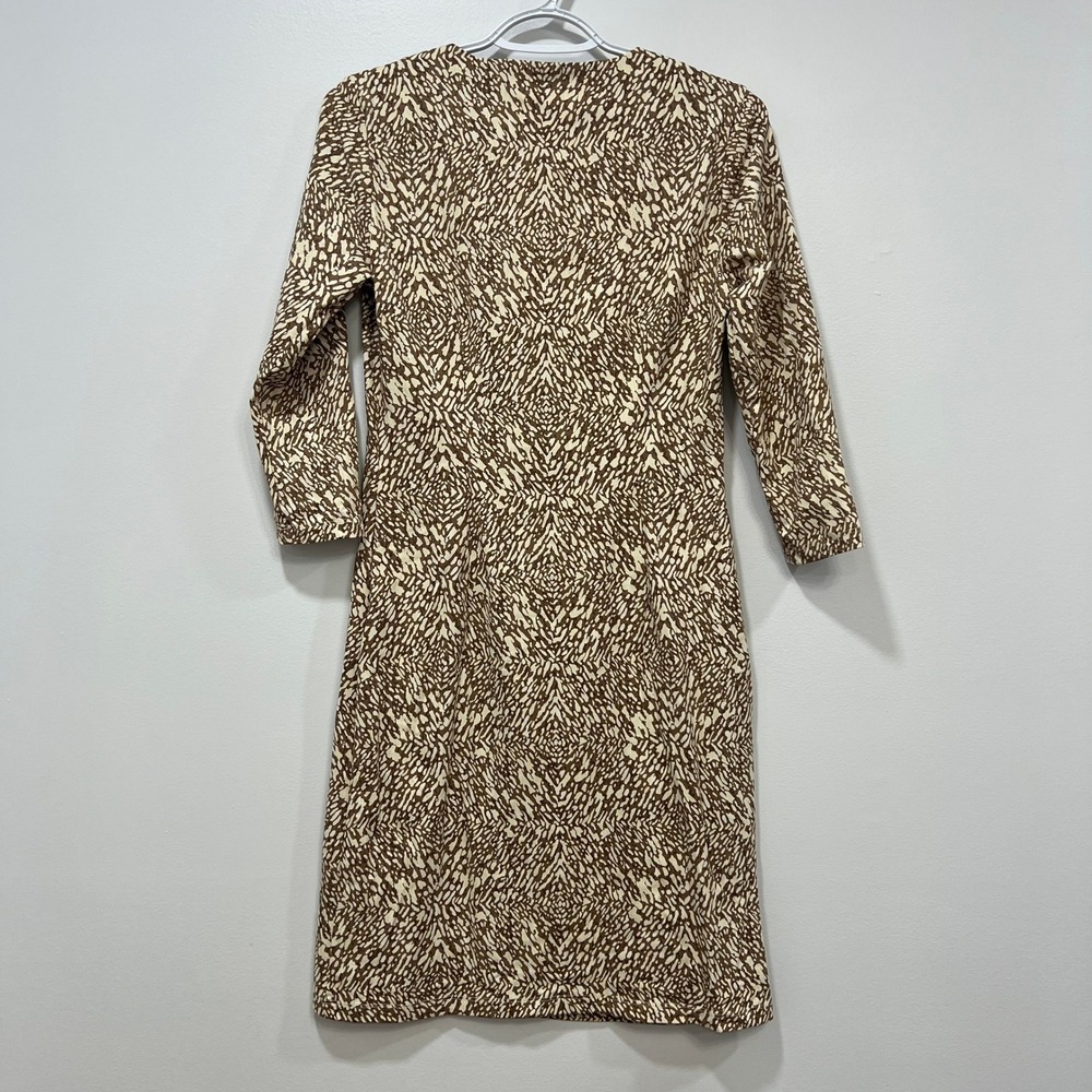 J Mclaughlin Carly Dress XS NWT $228 3/4 Sleeve Knee Catalina Beatriz Spot Brown - Picture 2 of 6